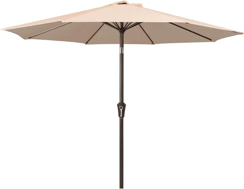 Miniatura 29 de JEAREY Sombrilla de Patio Exterior de 9 Pies, Sombrilla de Mesa Exterior con Botón de Inclinación y Manivela, Sombrilla de Mercado con 8 Varillas