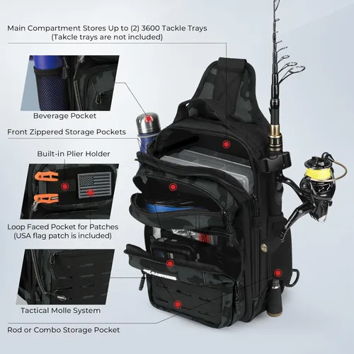 Miniatura 5 de KastKing BlowBak - Bolsa táctica para aparejos de pesca, mochila de pesca ligera, almacenamiento para equipo y equipo, regalo para hombres B