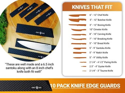 Miniatura 6 de Chef Sac Protectores de bordes de cuchillo, cubierta universal para cuchillo y protector profesional de cuchillos, protectores de cuchillos
