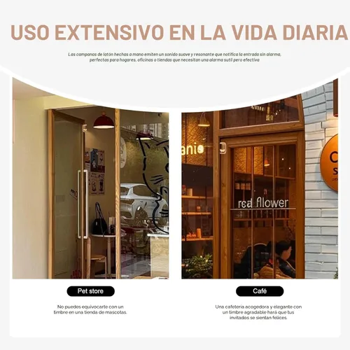 Miniatura 7 de Timbre de puerta magnético de 2 unidades - Campanas de viento de madera para apertura de puerta, alerta de entrada adhesiva inalámbrica con timbre