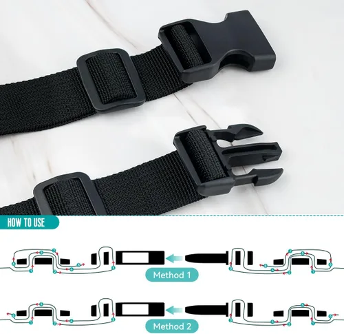Miniatura 5 de Juego de 10 hebillas de 1 pulgada para correas con 20 clips deslizantes de triple deslizamiento, clip de hebilla de plástico de liberación lateral