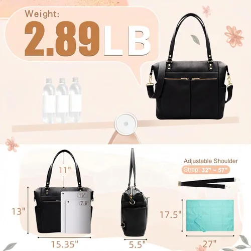 Miniatura 4 de Bolsa de pañales Mominside de piel para pañales con 14 bolsillos para mamá papá, búsqueda de registro de bebé, bolsa grande de viaje para niños