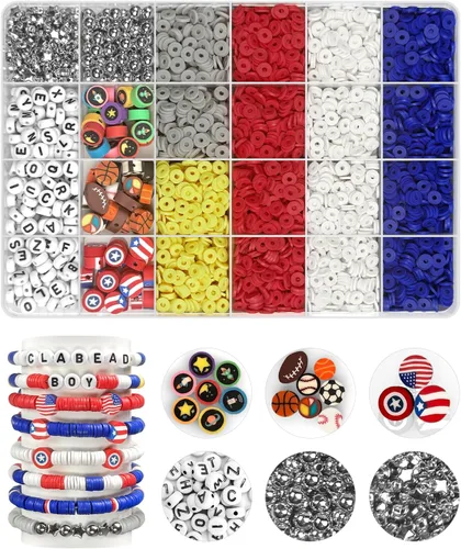 Miniatura 8 de Kit de Fabricación de Pulseras ClaBead 3200 Piezas, Kit de Pulseras de Cuentas de Arcilla con Cuentas de Oro y Cuentas de Plata (Tono Tierra)
