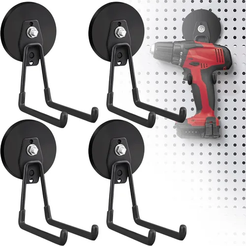 Miniatura 14 de Paquete de 2 ganchos magnéticos grandes y fuertes para colgar resistentes, 3.5 pulgadas, imanes de neodimio, ganchos de almacenamiento de imanes