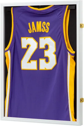 Miniatura 13 de Estuche de exhibición con marco de jersey, caja de sombra grande con cerradura, marco de jersey deportivo con protección UV acrílico y 2 colgadores