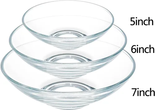 Miniatura 2 de FOYO Cuencos de vidrio transparente – Tazones para cereales, pasta, sopa y postre de 15 onzas, juego de 2 unidades de 7 pulgadas