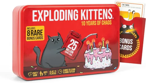 Miniatura 11 de Exploding Kittens Edición Original en Lata Coleccionable - Divertido y Hilarante Juego de Cartas para Niños y Adultos, Ideal para Noche