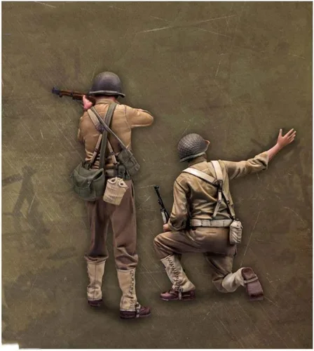 Miniatura 3 de 1/35 US Infantrymen Nuevos soldados 2 hombres juguete resina modelo miniatura figura desmontaje sin pintar