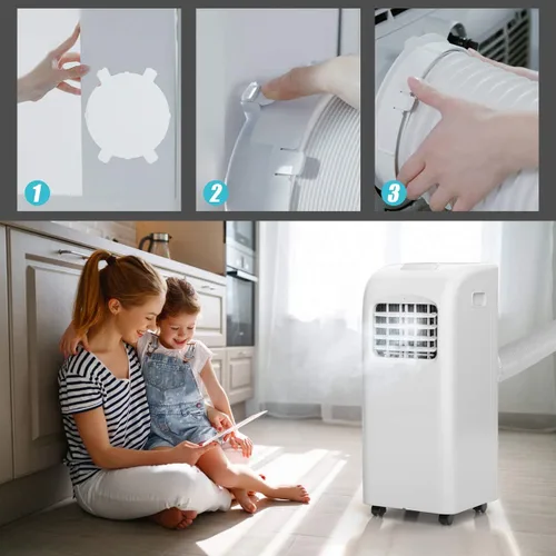 Miniatura 6 de COSTWAY 8000 BTU - Aire acondicionado transportable, 3 en 1, enfriador de aire con deshumidificador incorporado, modo de ventilador, modo