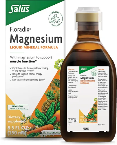 Floradix Magnesio - Suplemento líquido de hierbas y minerales que apoya el sistema nervioso saludable y la función muscular normal, fórmula líquida