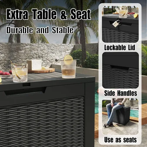 Miniatura 5 de Greesum Caja grande de resina de 32 galones, almacenamiento al aire libre para muebles de patio, herramientas de jardín, suministros de piscina
