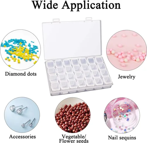 Miniatura 4 de ARTDOT Contenedores de almacenamiento de 56 rejillas para kits de arte de diamante para adultos, 2 paquetes de contenedor portátil de almacenamiento