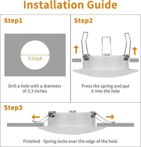 Miniatura 9 de RVZONE Luz LED de Techo Empotrada para RV Barco de 4.5 Pulgadas, Luz LED de Disco para RV de 12 Voltios Blanco Frío, Iluminación Interior Downlight
