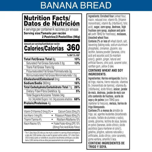 Miniatura 2 de Pop-Tarts - Tostadas, alimentos para el desayuno, bocadillos para niños, pan de plátano glaseado (96 Pop-Tarts)