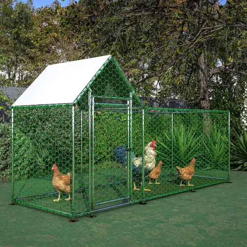 Miniatura 9 de Jaula grande de metal para gallinero con cubierta impermeable y anti-ultravioleta para jardín de granja, jaula para conejos y patos
