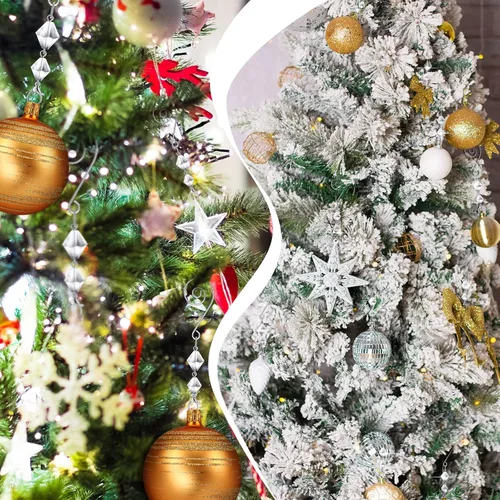 Miniatura 4 de Bucherry 100 piezas de ganchos para adornos de árbol, ganchos decorativos de acrílico transparente con alambre en forma de S y pinzas de langosta