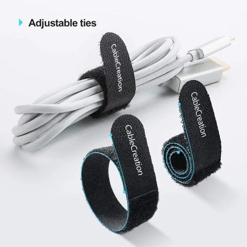 Miniatura 3 de CableCreation Sujetacables de sujeción reutilizables, bridas ajustables de 6 pulgadas de alta calidad, correas de organización de cables de nailon