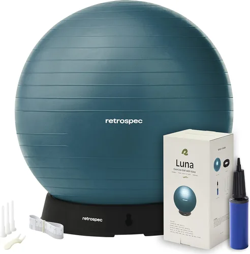 Miniatura 11 de Retrospec Luna Exercise Ball with Pump - Anti-Burst Fitness Equipment for Yoga, Core Training & Stability - Home Gym Swiss Ball for Office &