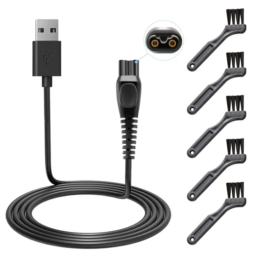 LinMei Cable de carga USB apto para Philips Norelco QP2533 QP2520 QP2630 QP6510 QP6520 One Blade Trimmer HQ8505 HQ850 HQ840 Barbera Shaver 5V Cable