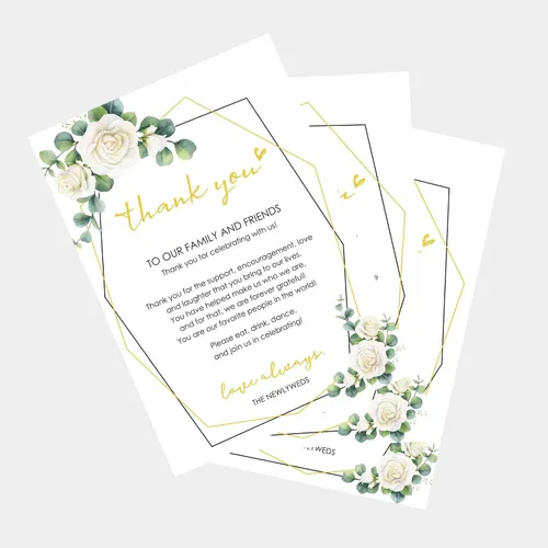 Miniatura 7 de HUIHUANG Tarjetas de agradecimiento de boda, 50 tarjetas de lugar para colocar en la mesa, recepciones, cenas, eventos y celebraciones