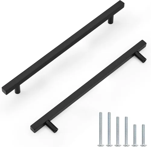 Miniatura 27 de Probrico Paquete de 5 manijas de gabinete, color negro, 2-1/2 pulgadas (2.520 in), barra cuadrada en T, manijas de gabinete de cocina, tiradores