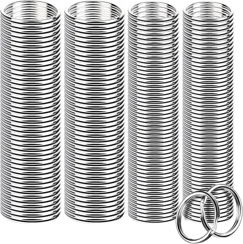 FANDAMEI 200 llaveros divididos a granel para llaveros y manualidades (0.984 in/0.98 pulgadas, 100 unidades, 1.102 in/1.1 pulgadas, 100 unidades)
