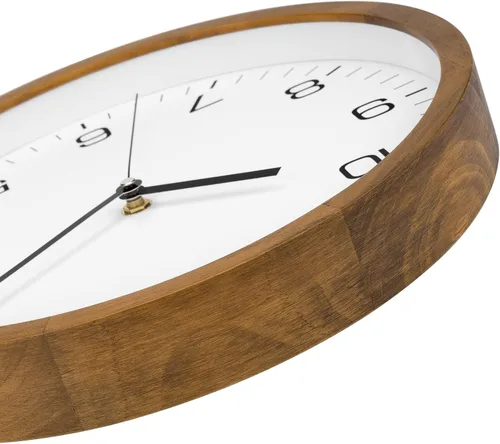 Miniatura 3 de Foxtop Reloj de pared de madera de 12 pulgadas, silencioso, sin tictac, funciona con pilas, reloj de pared redondo de cuarzo, decorativo