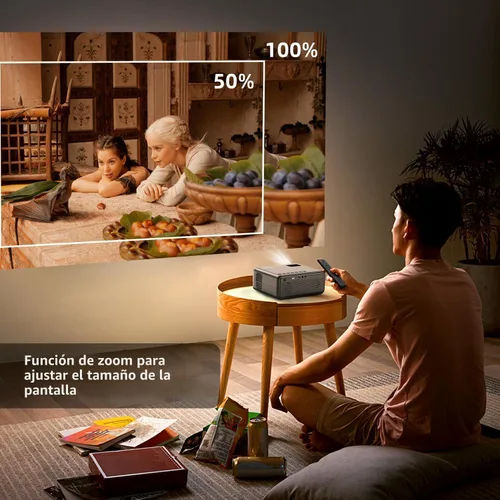Miniatura 8 de FUDONI Proyector con WiFi y Bluetooth 4K compatible, proyectores de películas para exteriores mejorados de 18000L para exteriores Native 1080P FHD