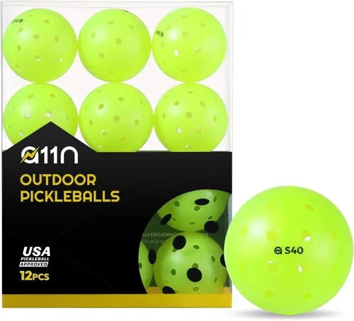 A11N S40 - Pelotas de pickleball para exteriores, aprobadas por Pickleball de Estados Unidos para jugar en torneos, paquete de 3/6/12/50, verde