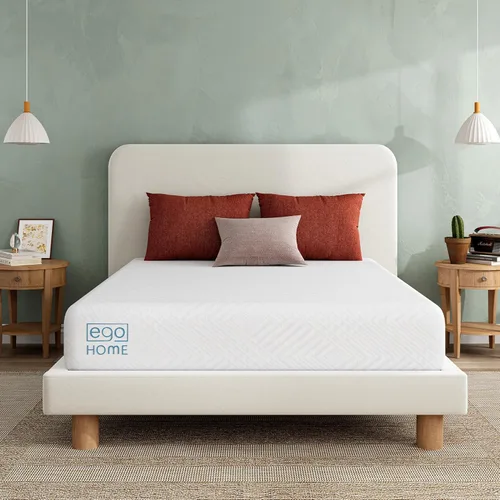 MLILY EGO Colchón de espuma viscoelástica de 10 pulgadas en color blanco, individual, con gel de té verde en una caja, certificado CertiPUR-US,