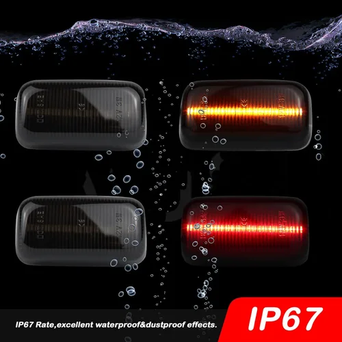 Miniatura 6 de Lentes ahumadas ámbar rojo guardabarros LED laterales luces de marcador lateral para Chevy Silverado GMC Sierra 2500HD 3500HD 2015-2023 doble rueda
