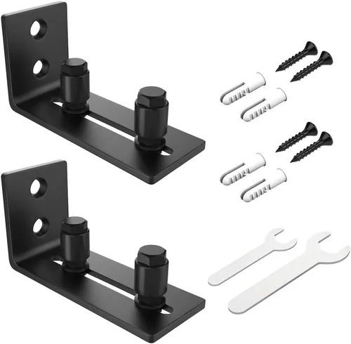 ZEKOO Guía de piso para puerta de granero, herrajes para puerta corredera, guía de pared inferior de puerta, diseño empotrado, rodillo plano para 2