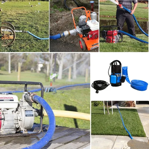 Miniatura 8 de DAVCO Manguera de retrolavado de piscina de 1.25 pulgadas x 50 pies, manguera de bomba de descarga de agua plana de PVC azul reforzado resistente