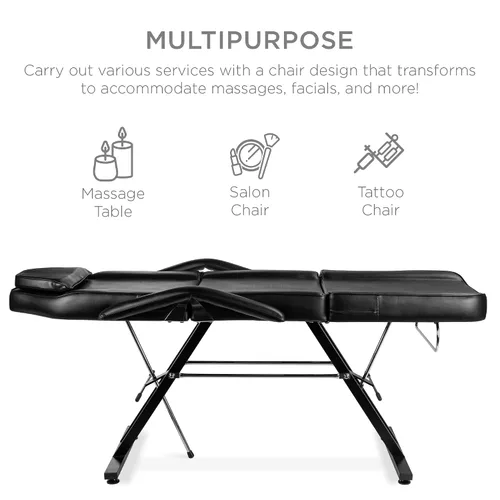 Miniatura 3 de Nueva camilla/silla de masajes, para barberías, tratamientos de belleza, faciales, tatuajes, equipo para salón, incluye banquito