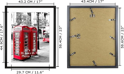 Miniatura 3 de Giftgarden Juego de 4 marcos de 12 x 18 pulgadas, marcos para póster de 17 x 23 pulgadas con paspartú, para mostrar imágenes de 18 x 12 pulgadas