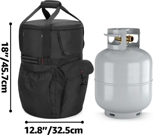 Miniatura 5 de SAMDEW Bolsa de tanque de propano para exteriores de 20 libras, cubierta portátil para tanque de gas propano con función de mesa, 2 bolsillos y asas