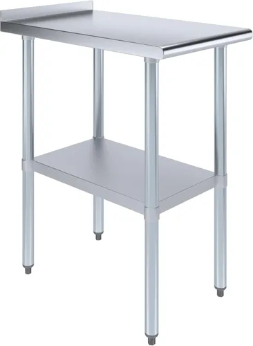 Miniatura 10 de AmGood Mesa de trabajo de acero inoxidable de 24 pulgadas x 12 pulgadas con protector contra salpicaduras de 1.5 pulgadas Mesa de preparación