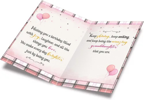 Miniatura 2 de Tarjeta de cumpleaños para nieta de Prime Greetings, fabricada en Estados Unidos, ecológica, cartulina gruesa con sobre premium de 5 x 7.75