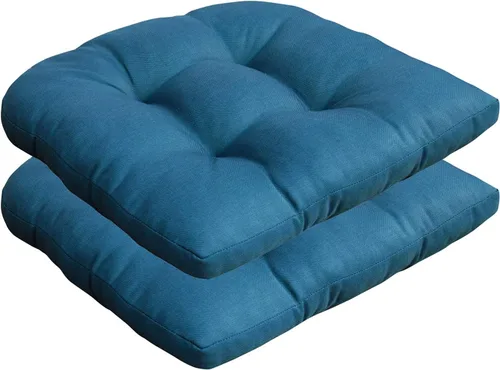 Juego de 2 cojines de asiento copetudo para patio para muebles de exterior, cojín para silla de comedor, color verde azulado