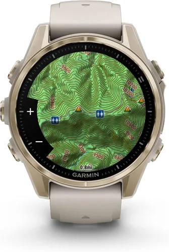Miniatura 3 de Reloj inteligente multideporte Garmin Fenix 8 Premium con GPS para correr, 43 mm AMOLED, clasificado para buceo, linterna incorporada Oro suave