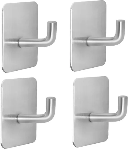 Miniatura 15 de Ganchos adhesivos para baños, 4 ganchos para toallas para colgar sombrero, bata, abrigo, ganchos para cocina, ganchos adhesivos fuertes sin daños