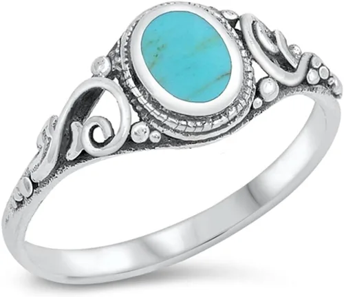 Anillo de plata esterlina, elija su color Turquesa simulada