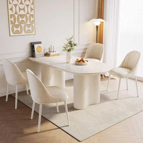 Miniatura 8 de Miuuod Mesa de comedor que ahorra espacio para apartamentos pequeños para 4-6 personas, muebles resistentes de mediados de siglo