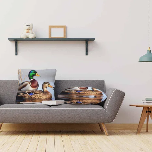 Miniatura 3 de Juego de 2 almohadas decorativas cuadradas con diseño de pato y pato verde para nadar en el lago para sofá y cama, para mujeres, hombres, niños