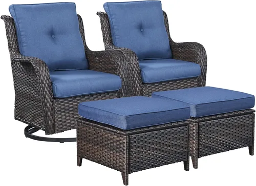 Miniatura 47 de Rilyson Mecedora de mimbre - Juego de 2 sillas mecedoras de mimbre para patio, sillas mecedoras de ratán para porche al aire libre, terraza, jardín