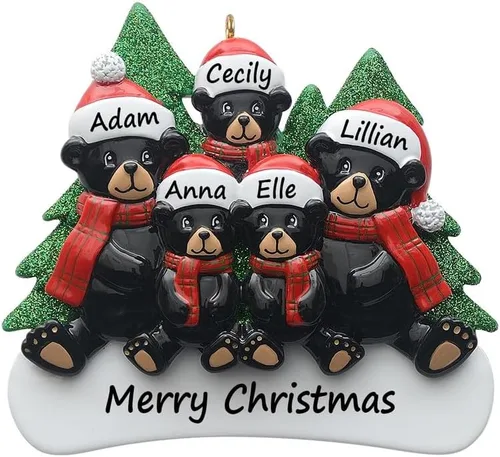 Miniatura 11 de Adorno personalizado de oso negro 2025 – Decoración de árbol de Navidad de familia de 2, animal del bosque, adorno de nuestra primera Navidad juntos