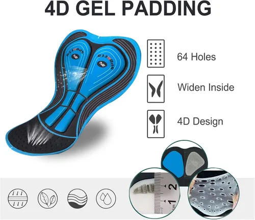 Miniatura 5 de sponeed - Mallas de ciclismo para hombre, acolchadas, 4D, para ciclismo de carretera