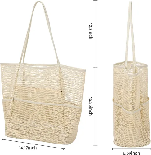 Miniatura 2 de Bolsa de playa - Bolsa tote de malla para vacaciones en la playa, ropa para mujeres, bolsa para piscina para viajes, piscina, crucero familiar
