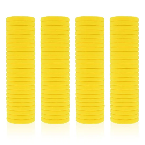 Miniatura 18 de Paquete de 100 ligas para el cabello sin costuras para mujeres y niñas, soportes para cola de caballo para cabello grueso (blanco)