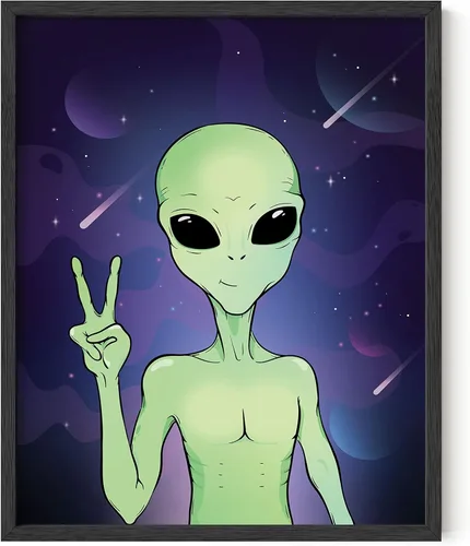 HAUS AND HUES Trippy - Póster de alienígena - Decoración de habitación extraterrestre genial, póster psicodélico, arte de pared de alienígena